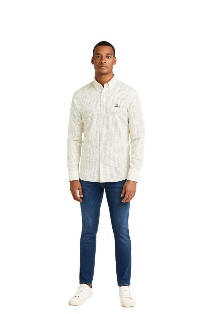 חולצה מכופתרת Gant לגברים גזרת Slim Fit (Tech Prep Micro Print Broadcloth)