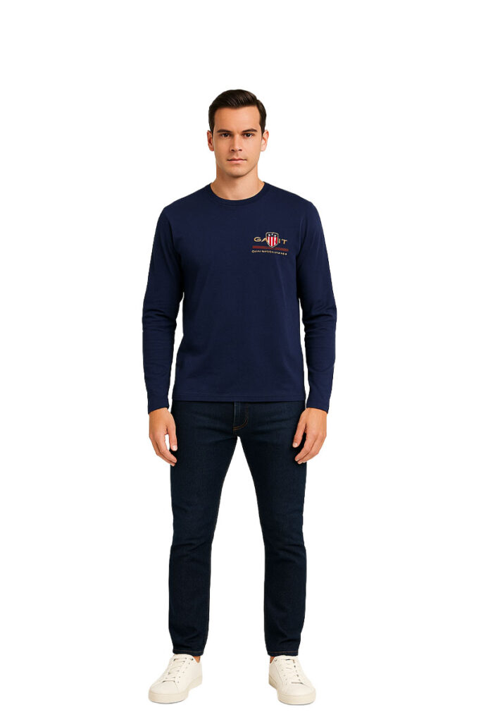 טי שירט שרוול ארוך Gant לגברים גזרת Slim Fit (D1. Medium Archive Shield)