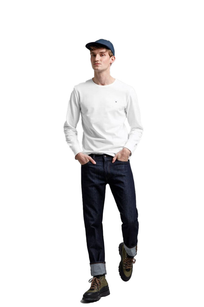טי שירט שרוול ארוך Gant לגברים גזרת Slim Fit (D1. Slim Pique LS)