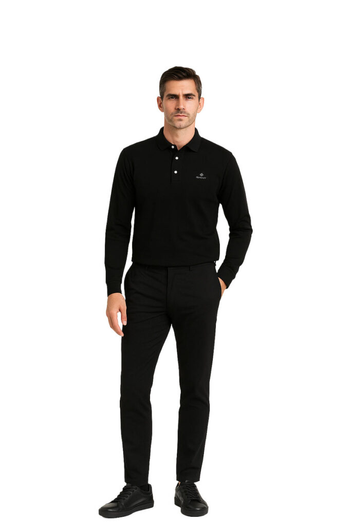 חולצת פולו שרוול ארוך Gant לגברים גזרת Regular Fit (Mercerized Jersey Rugger)
