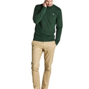 טי שירט שרוול ארוך Gant לגברים צווארון עגול (The Original Slim Long Sleeved T-Shirt)
