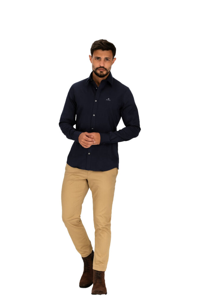 חולצה מכופתרת Gant לגברים גזרת Slim Fit (Sateen)