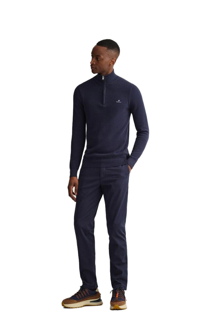 סווטשרט חצי רוכסן Gant לגברים גזרת Regular Fit (Cotton Pique Half-Zip)