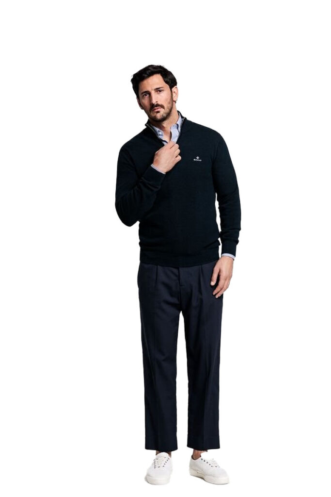 סווטשרט חצי רוכסן Gant לגברים גזרת Regular Fit (Cotton Pique Half-Zip)