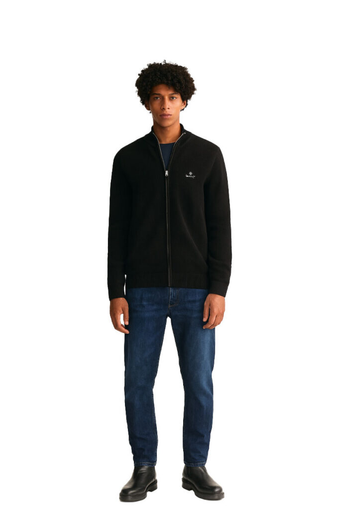 קרדיגן רוכסן Gant לגברים גזרת Regular Fit (Cotton Pique Zip Cardigan)