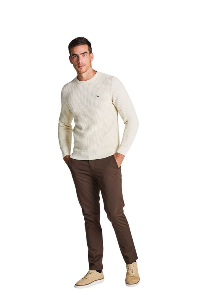 סווטשרט Gant לגברים גזרת Regular Fit (Cotton Texture Crew Neck)