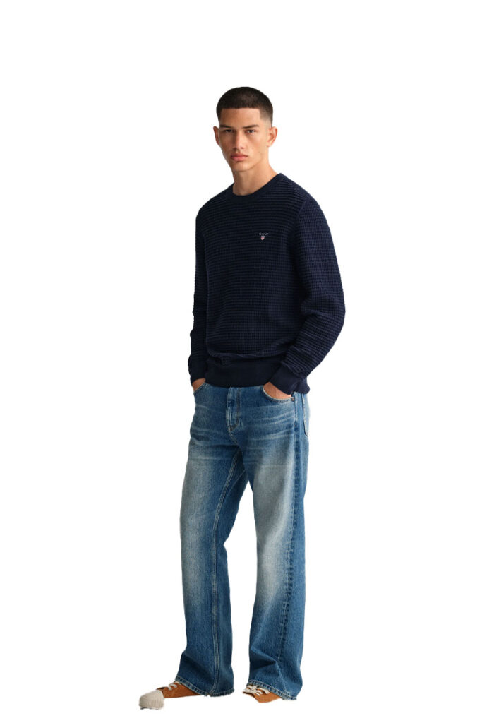 סווטשרט Gant לגברים גזרת Regular Fit (Cotton Texture Crew Neck)