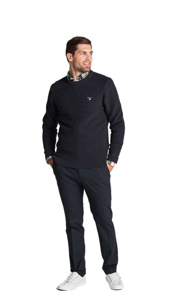 סווטשרט Gant לגברים גזרת Regular Fit (Cotton Texture Crew Neck)