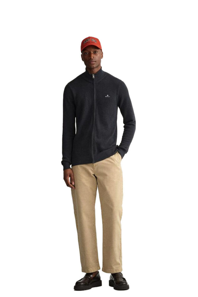 קרדיגן Gant לגברים גזרת Regular Fit (Cotton Pique Zip Cardigan)