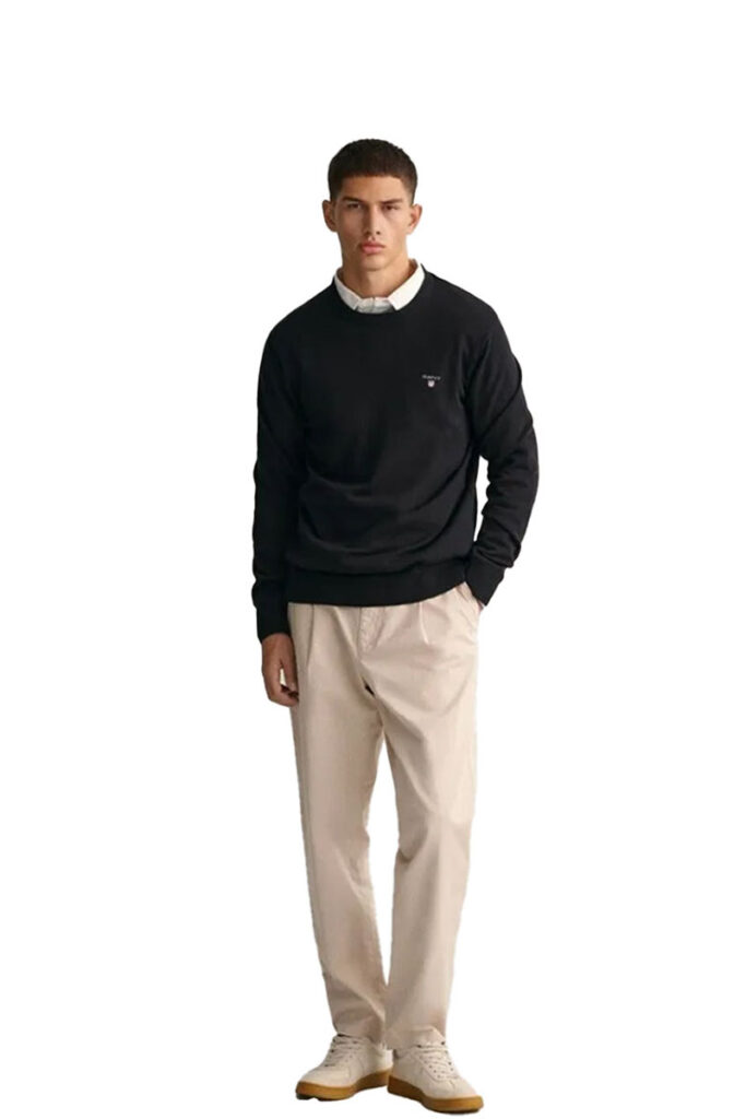 סוודר צווארון עגול Gant לגברים גזרת Regular Fit (Classic Cotton Crew Neck)