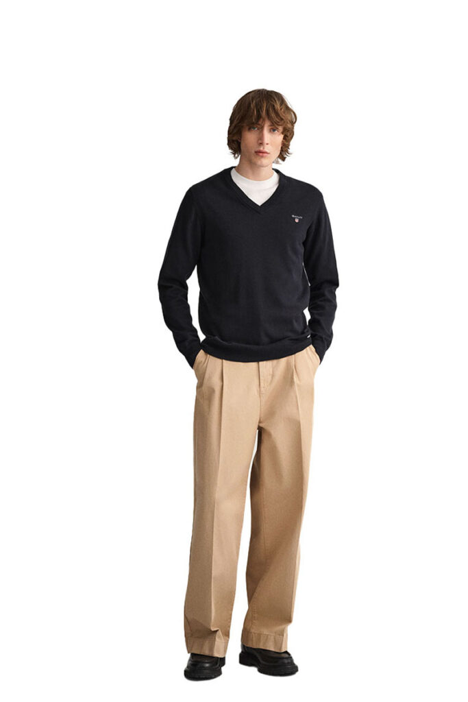 סוודר צווארון וי Gant לגברים גזרת Regular Fit (Classic Cotton V-Neck)