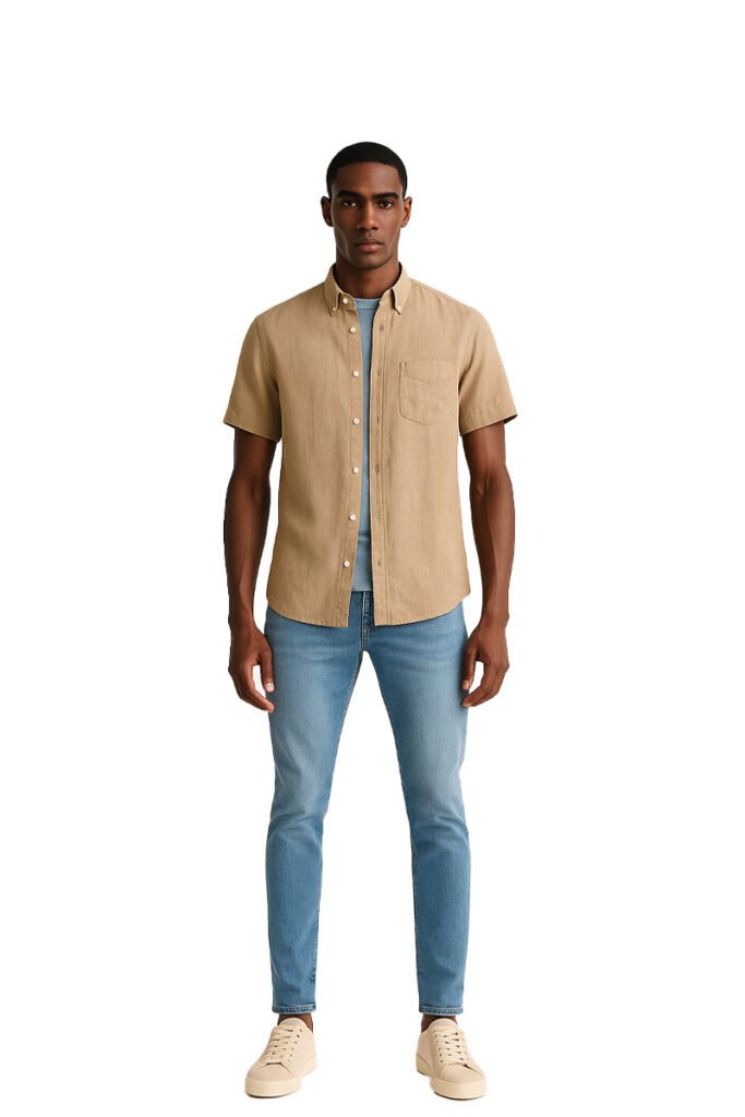 חולצה מכופתרת פשתן Gant לגברים גזרת Regular Fit (Garment-Dyed Linen)
