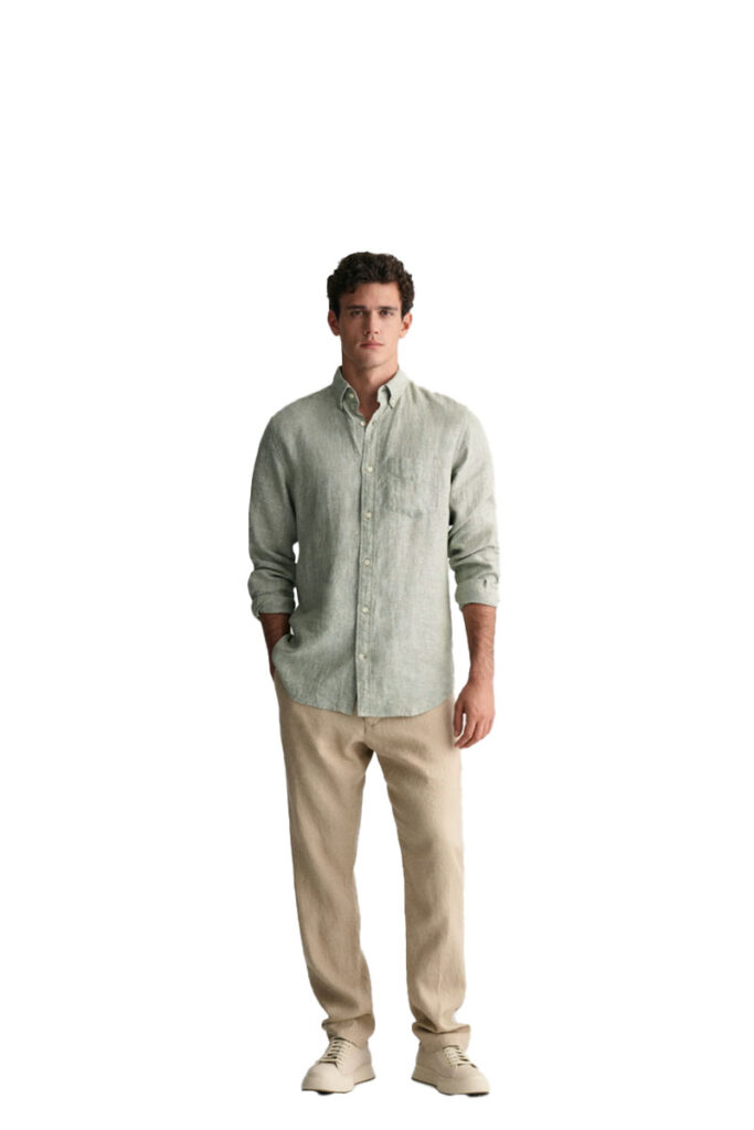 חולצה מכופתרת Gant לגברים גזרת Regular Fit (Linen Shirt)