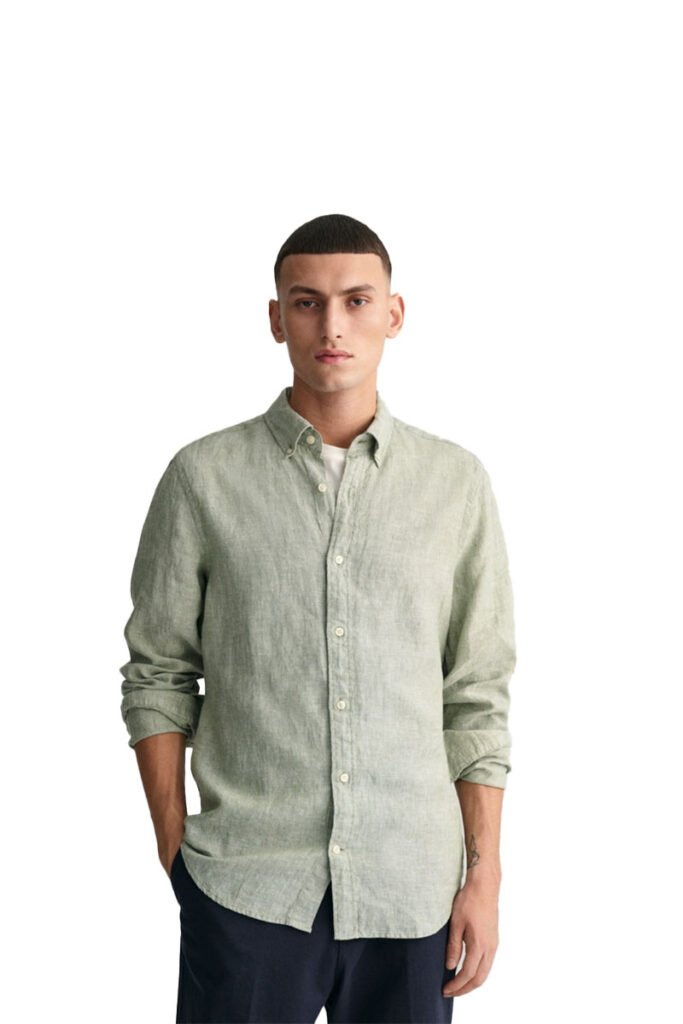 חולצה מכופתרת Gant לגברים גזרת Slim Fit (Linen Shirt)