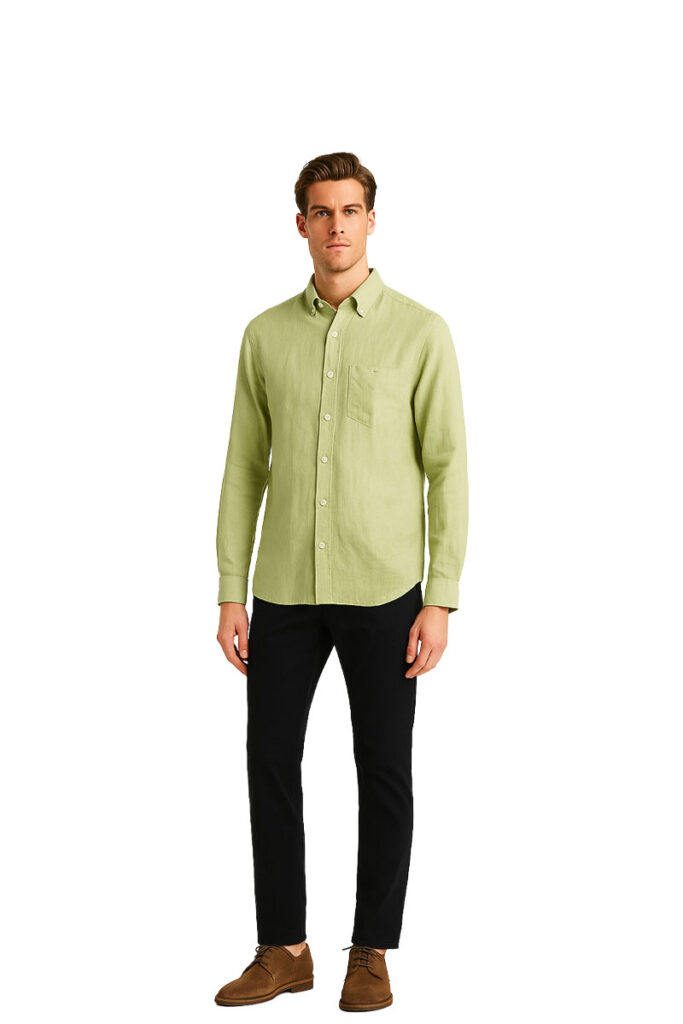 חולצה מכופתרת פשתן Gant לגברים גזרת Regular Fit (Garment-Dyed Linen)