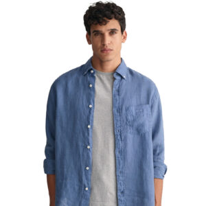 חולצה מכופתרת פשתן Gant לגברים גזרת Regular Fit (Garment-Dyed Linen)