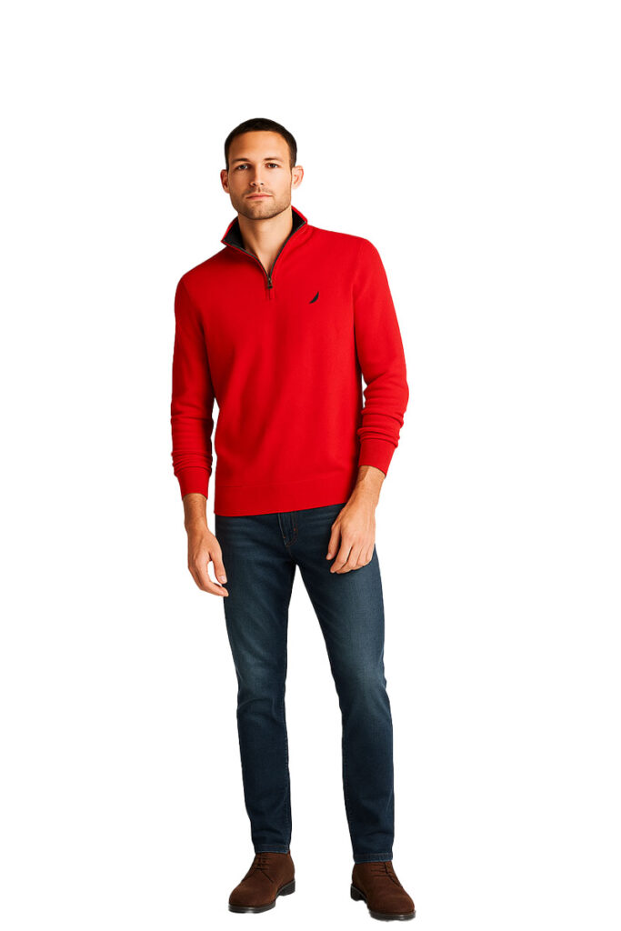 סוודר חצי רוכסן Nautica לגברים (Zip Mock Sweaters)