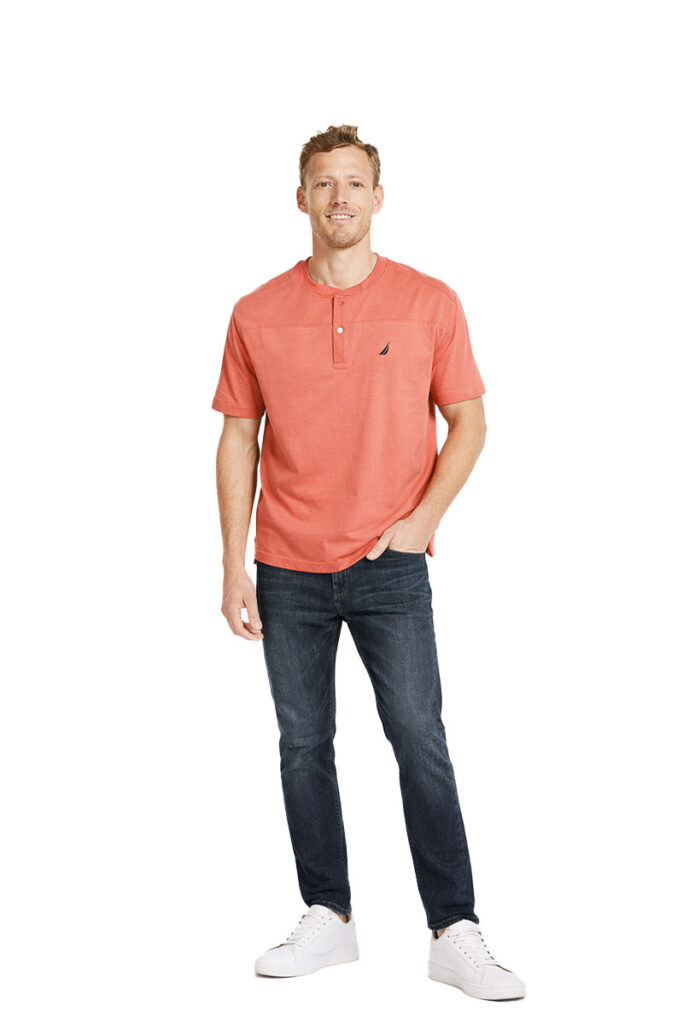 טי שירט Nautica לגברים דגם Henley