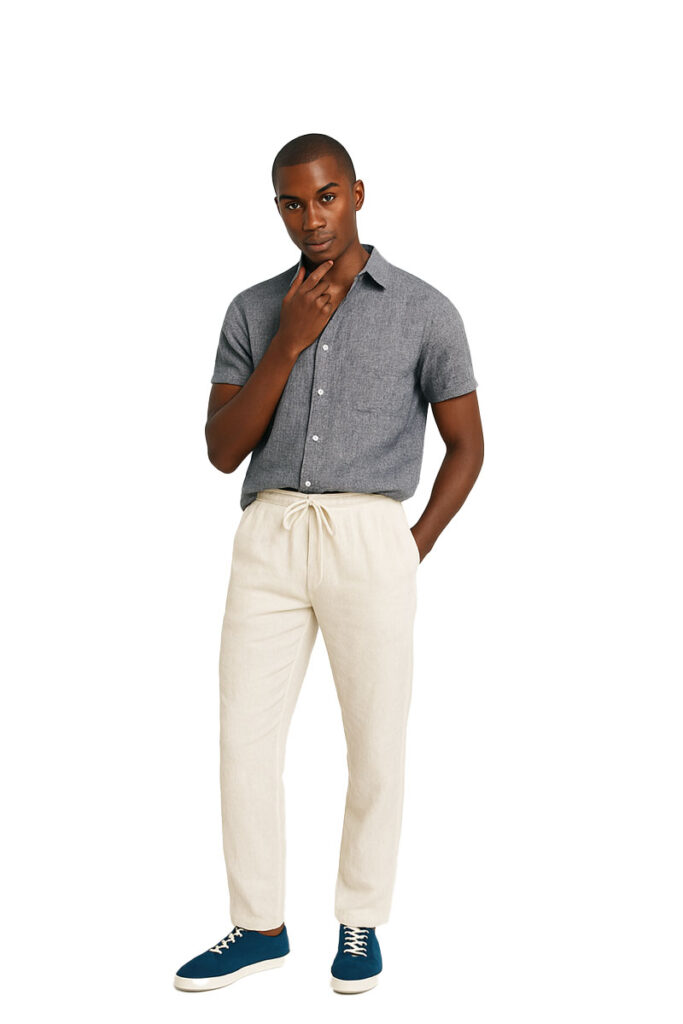 מכנסי פשתן Nautica גזרת Classic Fit (Linen Pull-On)