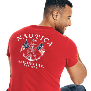 טי שירט Nautica לגברים דגם Crafted Flag Graphic (Sustainably Crafted)