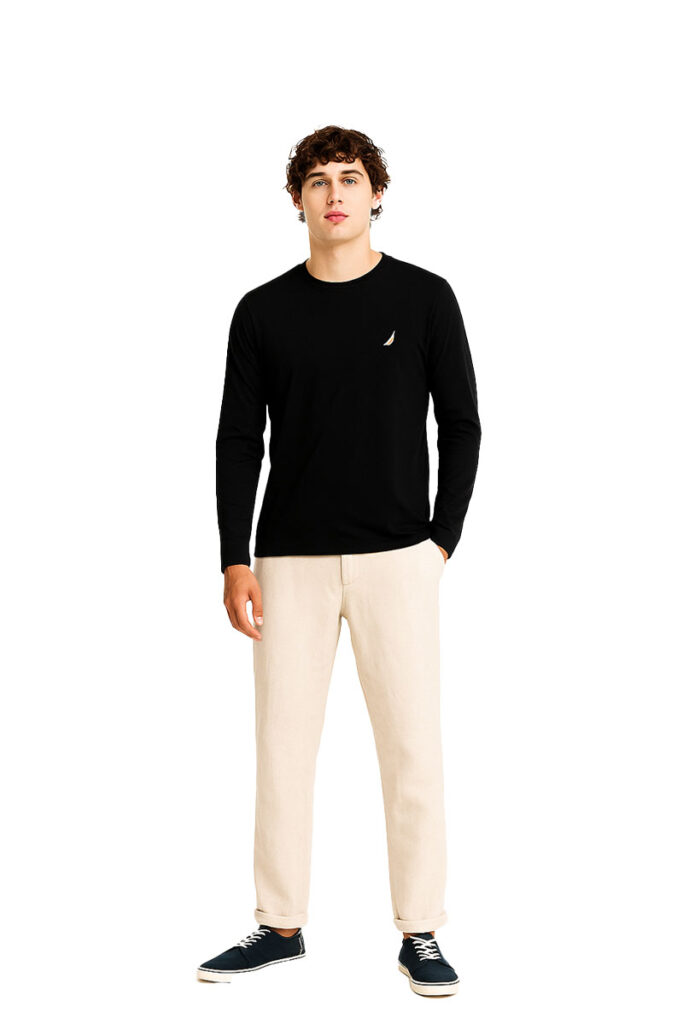 טי שירט שרוול ארוך Nautica לגברים גזרת Regular Fit