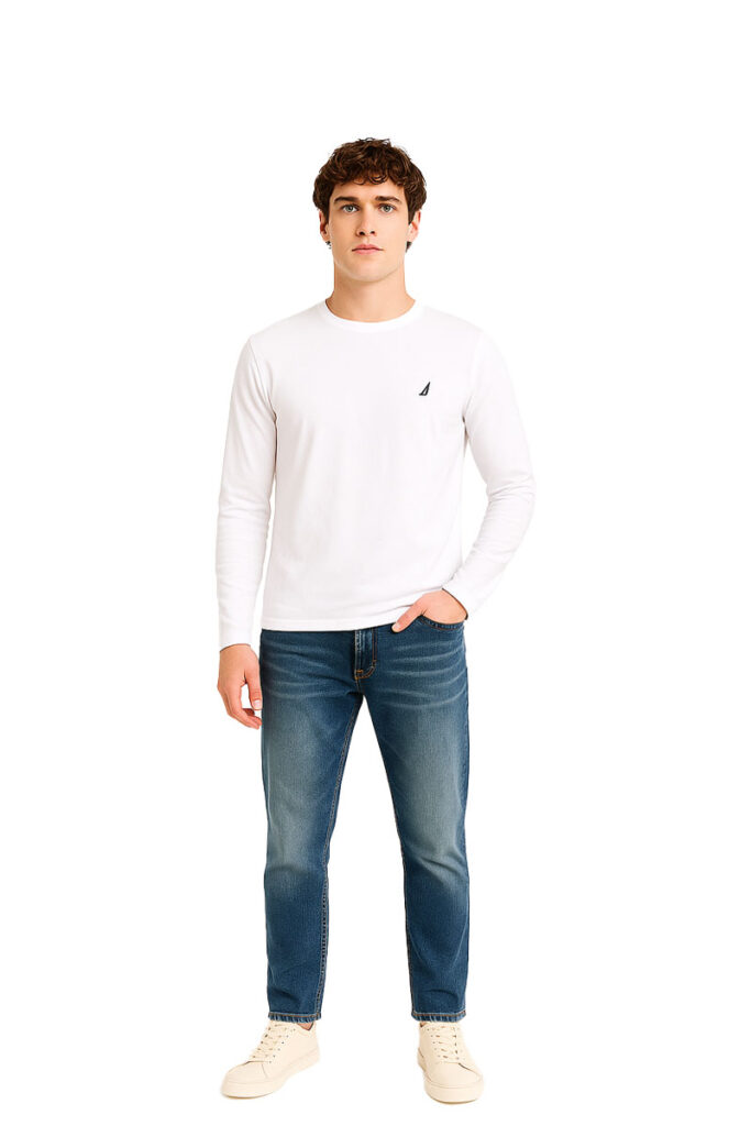 טי שירט שרוול ארוך Nautica לגברים גזרת Regular Fit