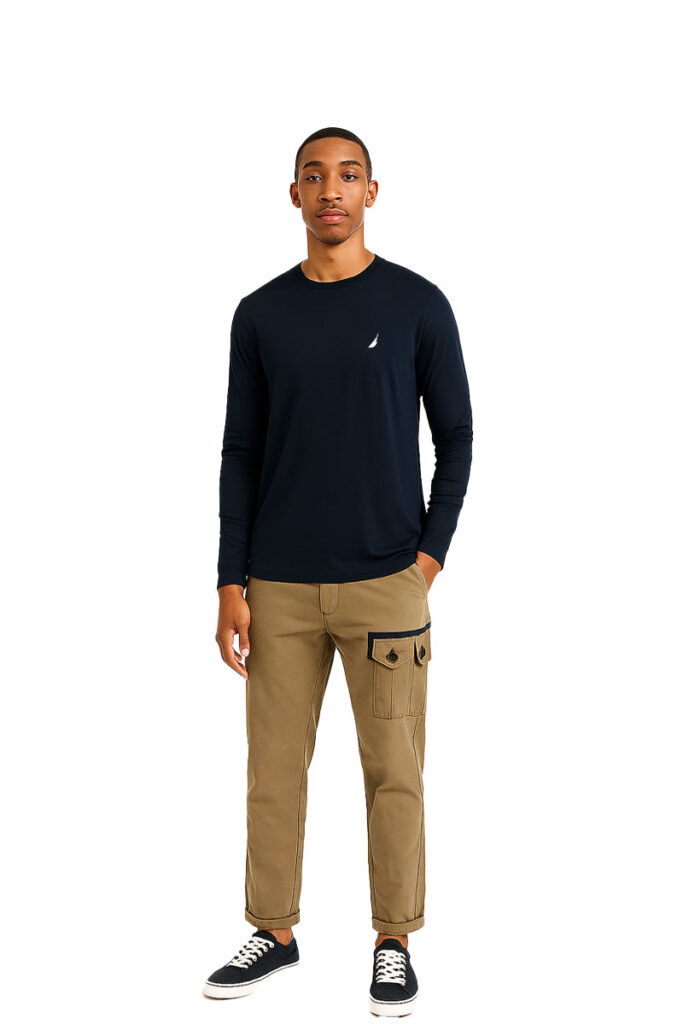 טי שירט שרוול ארוך Nautica לגברים גזרת Regular Fit