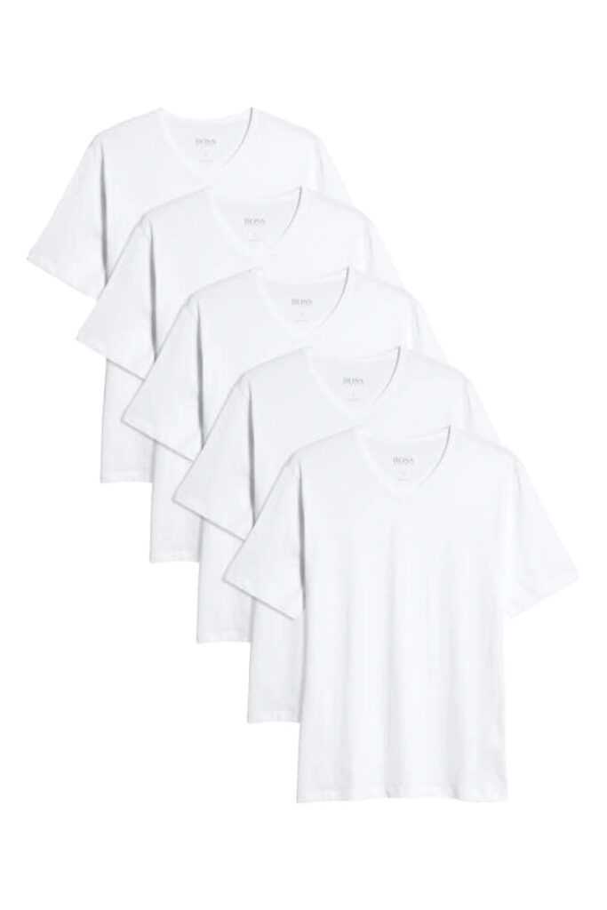 מארז 5 טי שירט Hugo Boss לגברים צווארון וי (5-Pack V-Neck)