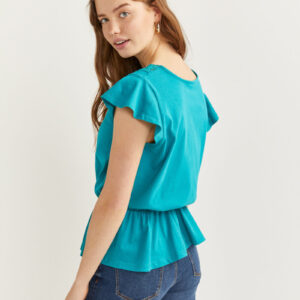 חולצה שילוב תחרה Springfield נשים (Sleeveless V-neck Blouse)