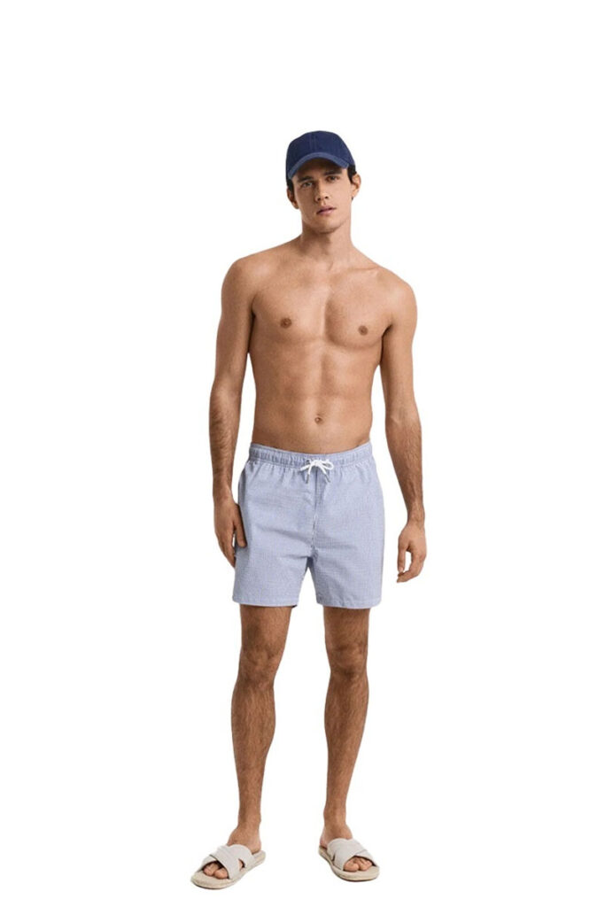 בגד ים Gant לגברים גזרת Regular Fit (Seersucker Swim Shorts)
