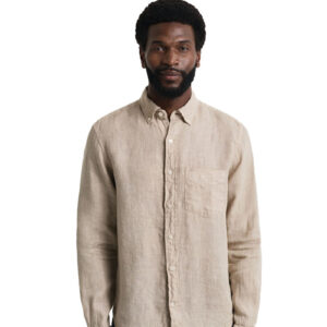חולצה מכופתרת מפשתן Gant לגברים גזרת Slim Fit (Garment-Dyed Linen)
