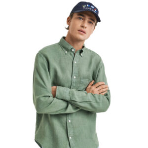 חולצה מכופתרת מפשתן Gant לגברים גזרת Slim Fit (Garment-Dyed Linen)