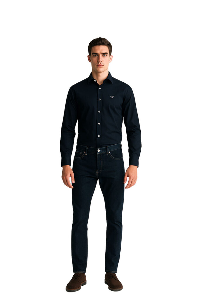 חולצה מכופתרת Gant לגברים סטרץ' גזרת Slim Fit (Stretch Poplin)