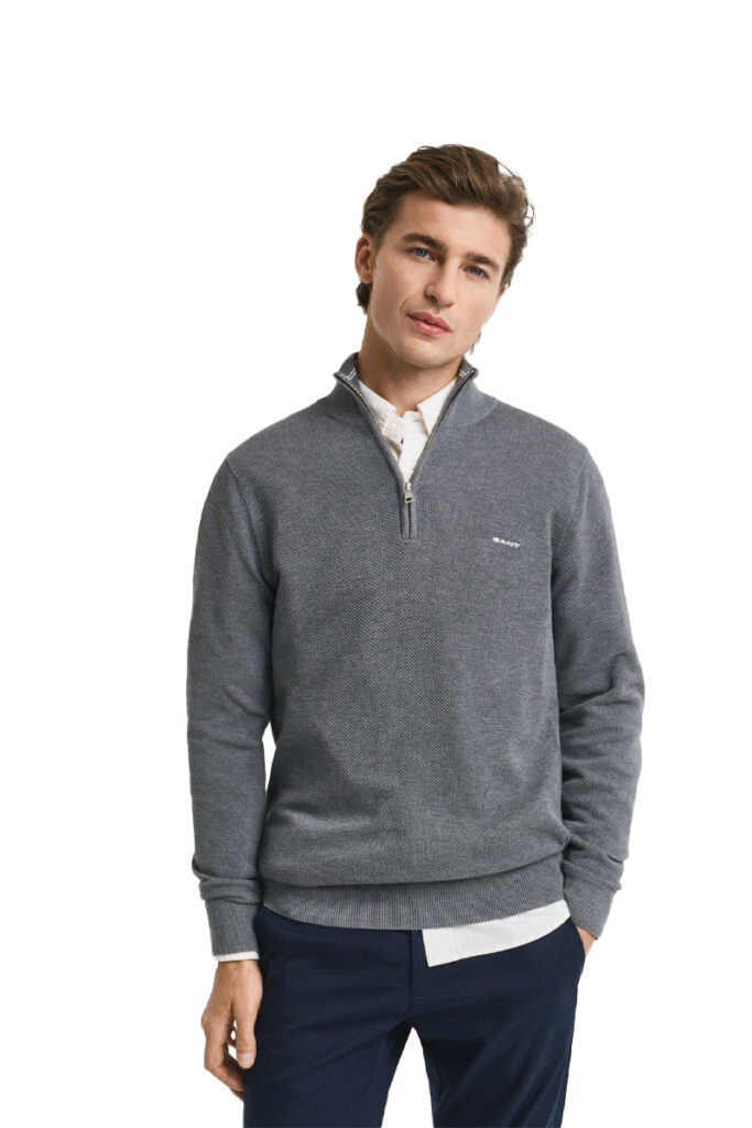 סווטשרט חצי רוכסן Gant לגברים (Cotton Pique Half-Zip)